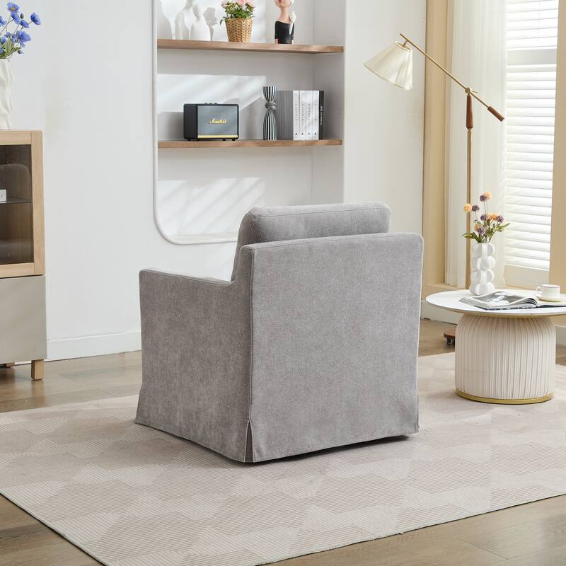 29.92" Swivel Accent Chair, Upholstered Skirted Swivel Chair with Removable Back Cushion, 360 Degree Comfy Armchair