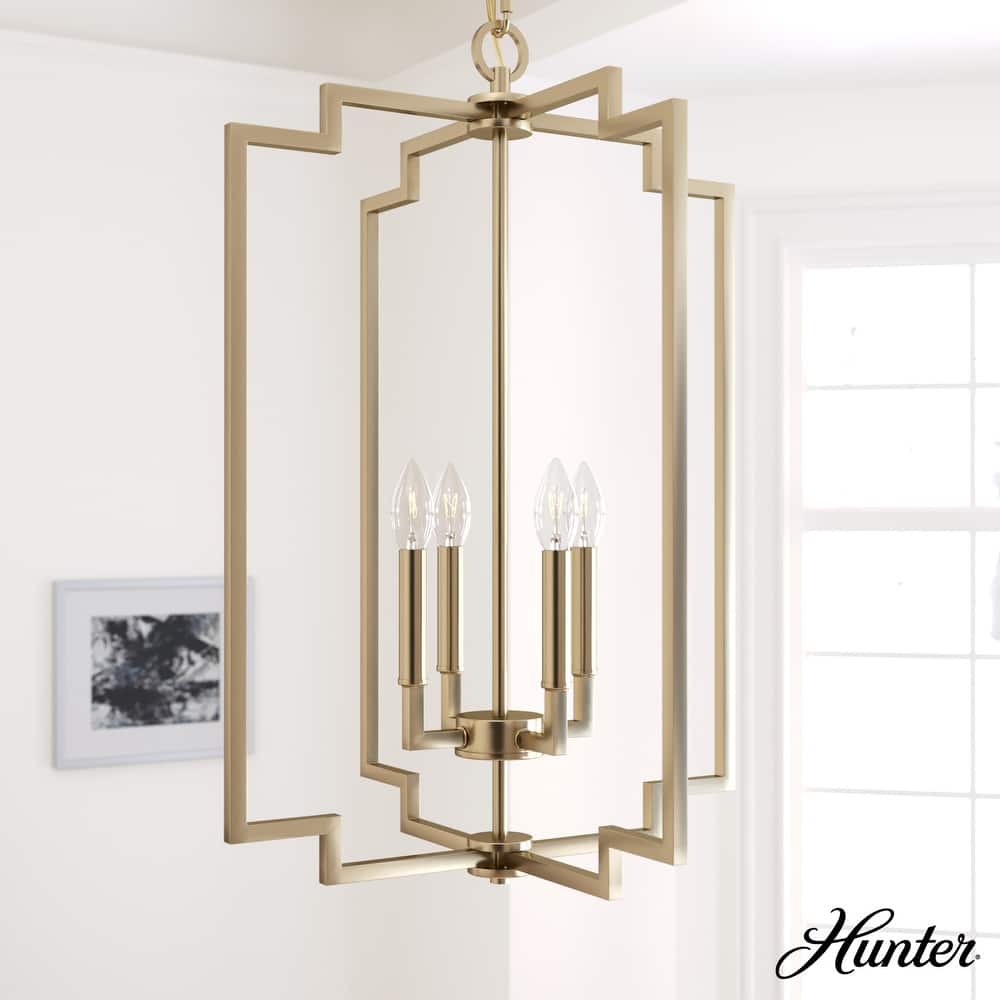 Hunter Zoanne 4-Light Modern Pendant Hanging Light - Island, Entry, Dining - Geometric, Contemporary, Candle, Transitional