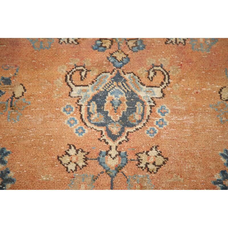 Hand Knotted Oriental 100% Wool Carpet Traditional Medallion Oranges & Rust Mashad Area Rug - 9' 4'' X 6' 4''