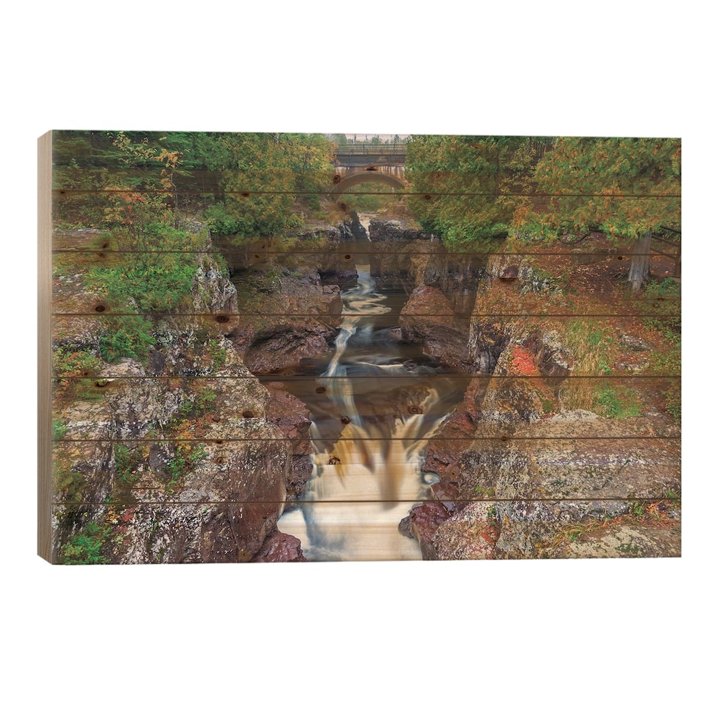 Minnesota, Temperance River State Park, Temperance River, gorge and waterfall Print On Wood by Jamie & Judy Wild - Multi-Color