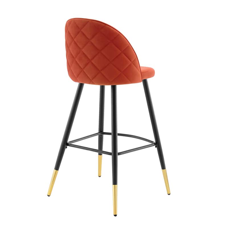 Modway Cordial Performance Velvet Dining Bar Stools in Mint, Set of 2
