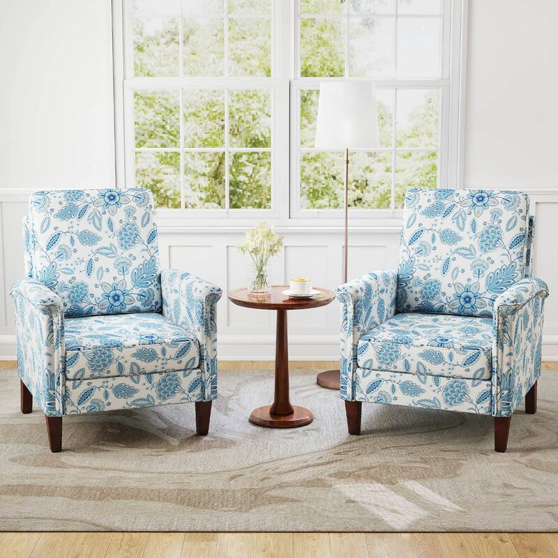 Blue Linen Upholstered Sofa Chair with Foam Cushion and Rubber Wood Frame - 32" x 30" x 36" (L x W x H)