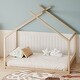 preview thumbnail 10 of 12, Twin Size Montessori Style House Bed for Kids,Floor Bed Frame with Headboard and Footboard,Wooden Fence Bed,Slat Not Included