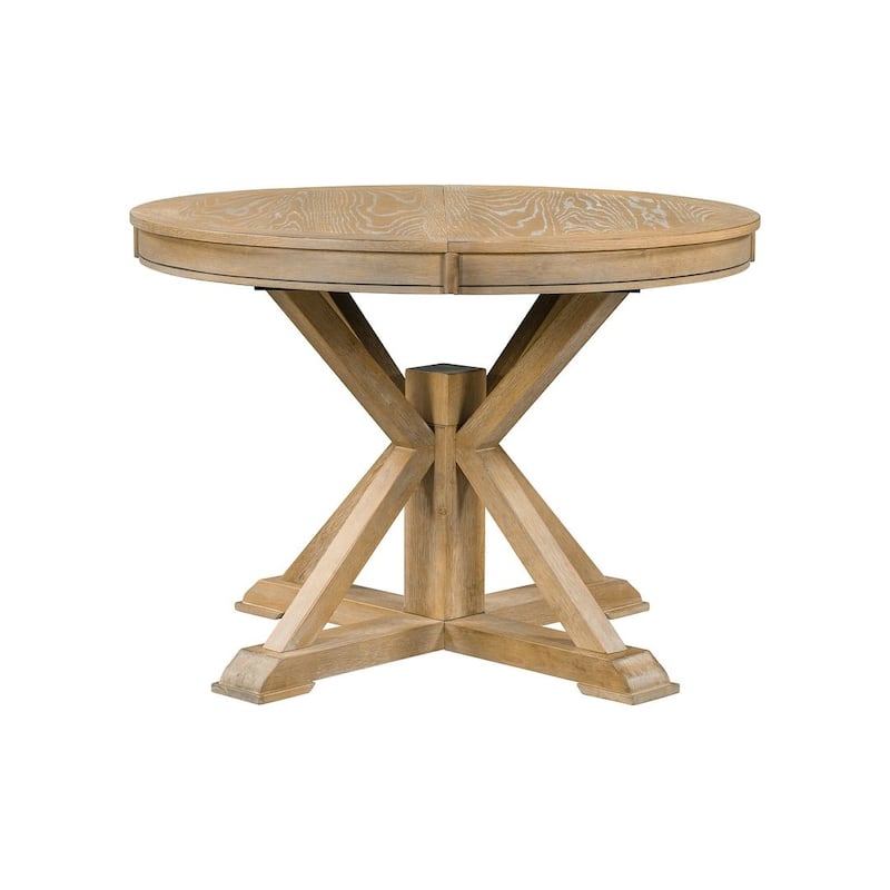 5 PCS Retro Style Dining Table Set for 4 with Extendable Table and 4 Upholstered Chairs