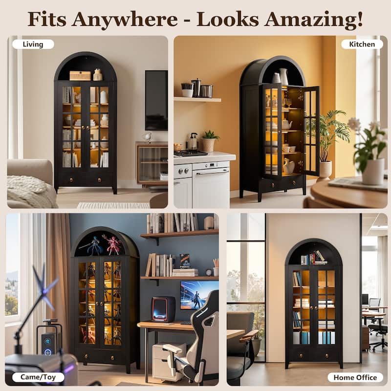 OVIOS Nordic Style Arched Cabinet & Bookshelves