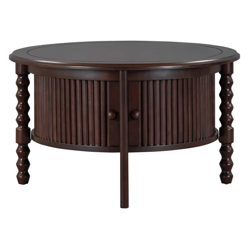 Vintage 30.3" Round Coffee Table with Hidden Storage, Mid Century Modern Style for Living Room Organization