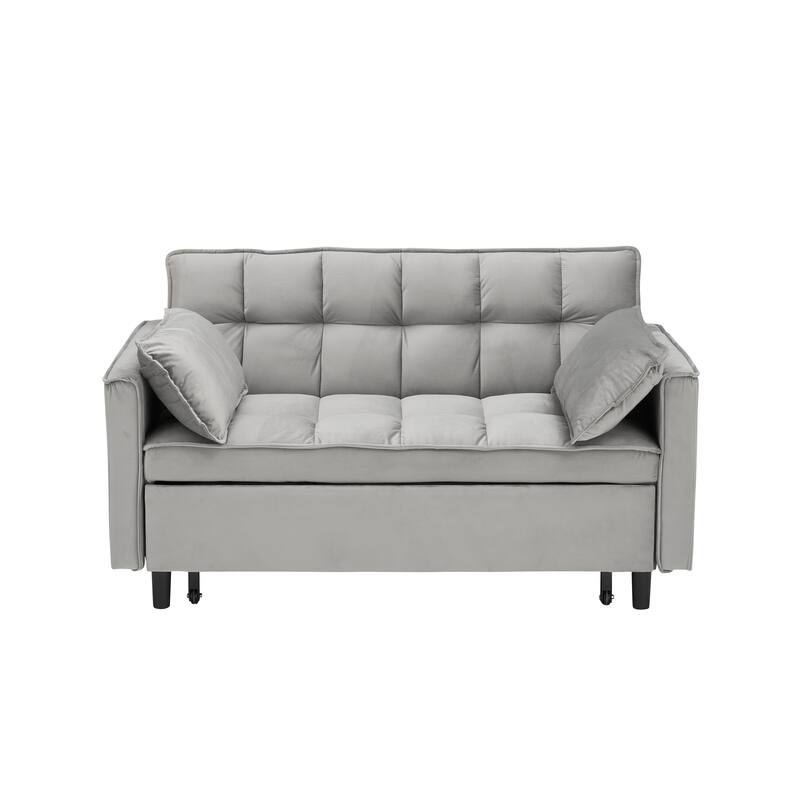 Anmytek Small Space Friendly Modern 3-in-1 Multi-Functional Velvet Loveseat Futon Pullout Sleeper Sofa Bed
