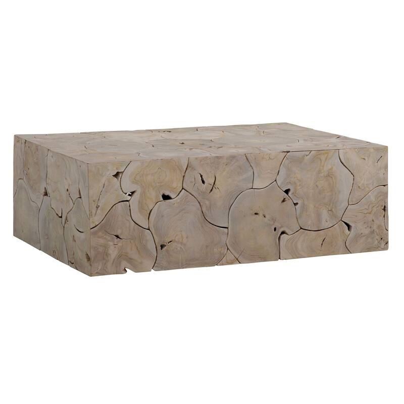 Scarlett 47-inch Rectangular Teak Root Block Style Coffee Table, Natural Finish - Light Brown