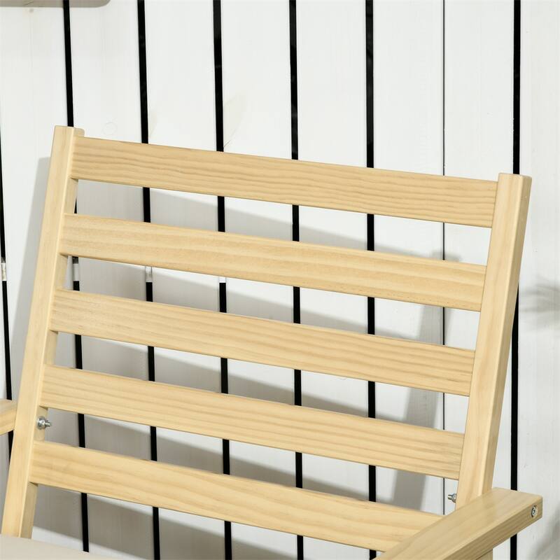 Wood Outdoor Lounge Chair with Ottoman(Set of 2)