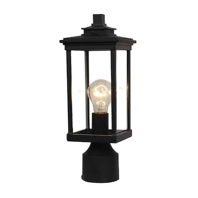 1 Light Outdoor Post Lantern in Clear Glass and Black Finish - 14.3"H x 5.2"W x 5.2"D