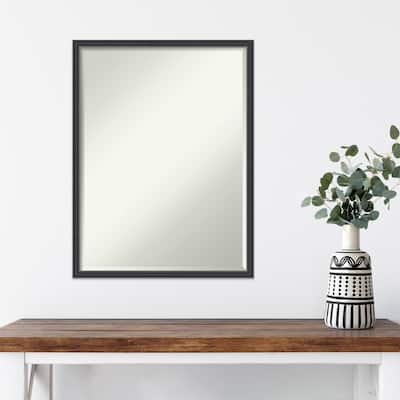 Stylish Black Narrow Half-Inch-Bevel Wood Framed Wall Mirror - Stylish Black Narrow - Glass Size 18x24