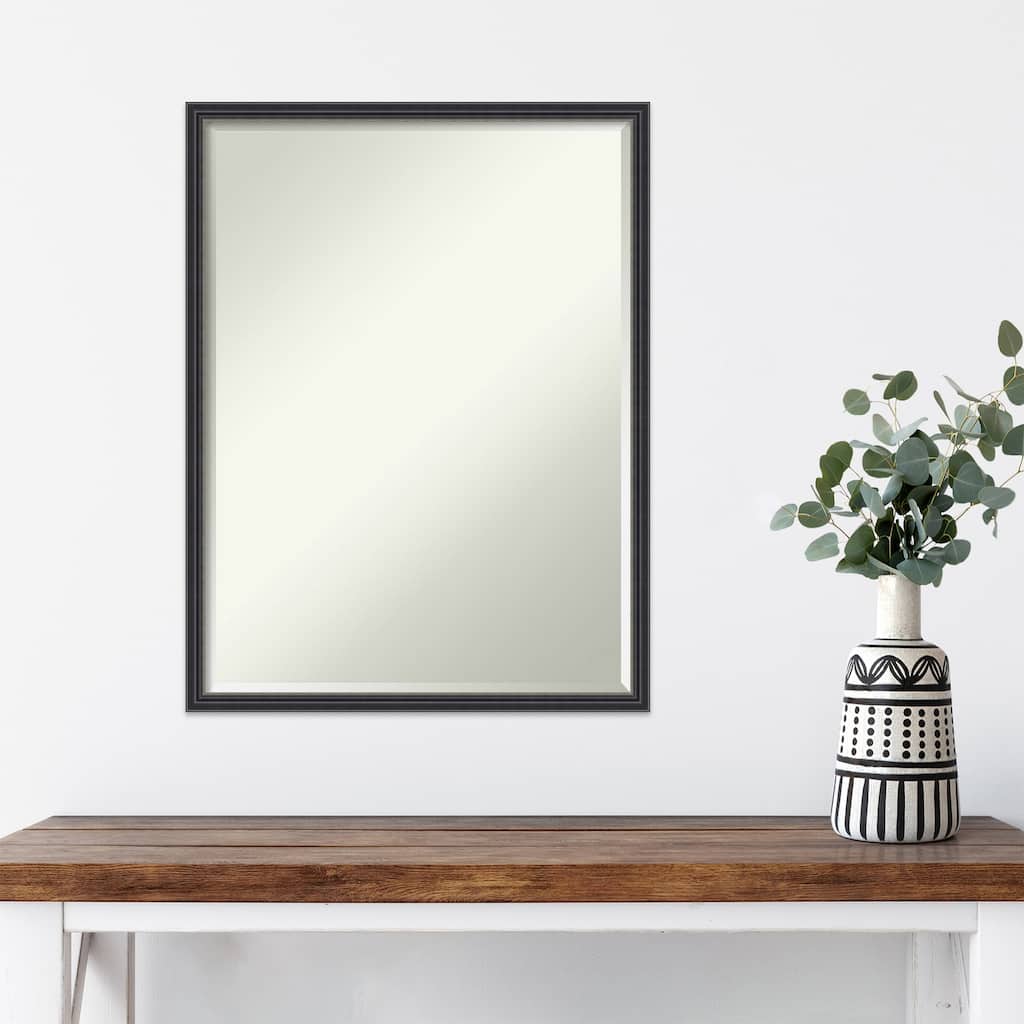 Stylish Black Narrow Half-Inch-Bevel Wood Framed Wall Mirror - Stylish Black Narrow - Glass Size 18x24