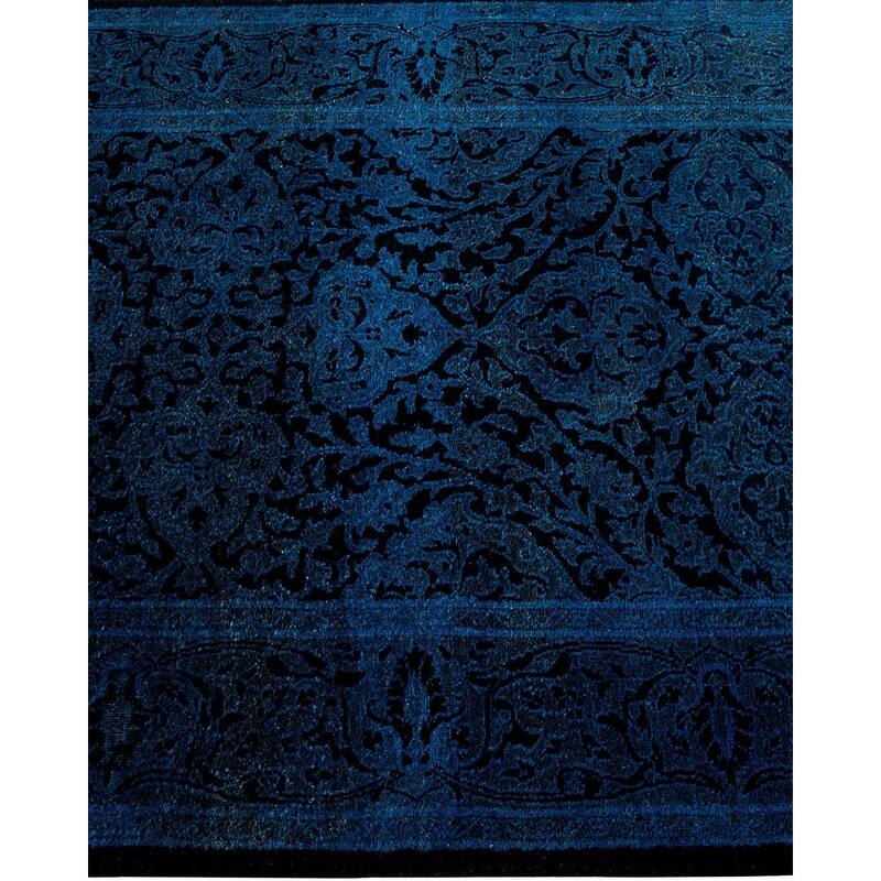 Overton Hand Knotted Wool Vintage Inspired Modern Contemporary Overdyed Blue Runner Rug - 2' 6" x 19' 1"