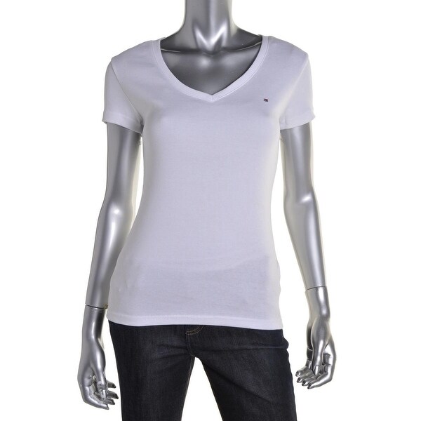 Tommy Hilfiger Women Short Sleeve V Neck Tee 100/% COTTON ladies stretch T shirt
