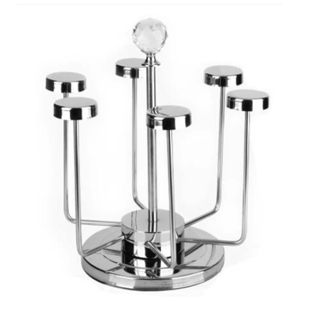 Creative Stainless Steel 6 Hole Wine Glasses Holder Rotatable Cup Stand
