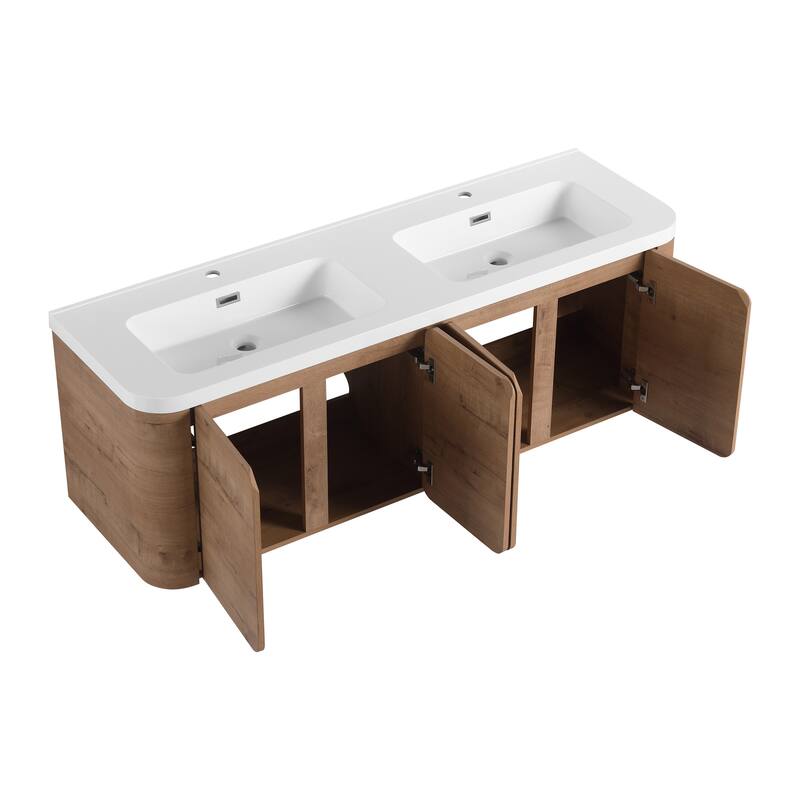 Malwee 48"/60" Floating Bathroom Vanity with Sink, Wall Mounted Bathroom Vanity with Soft Close Door