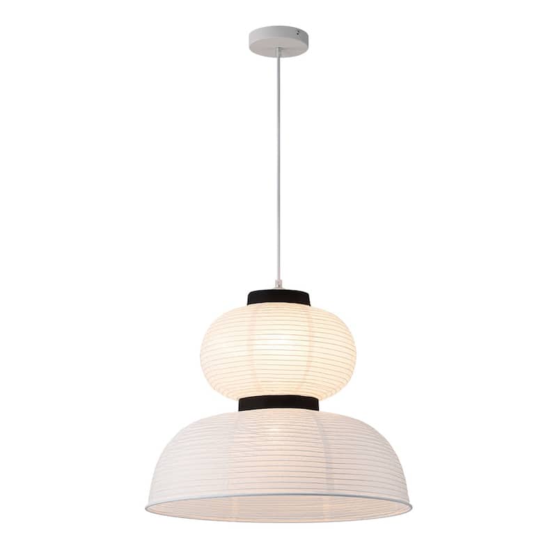 Modern White 1-Light Handmade Paper Lantern Pendant