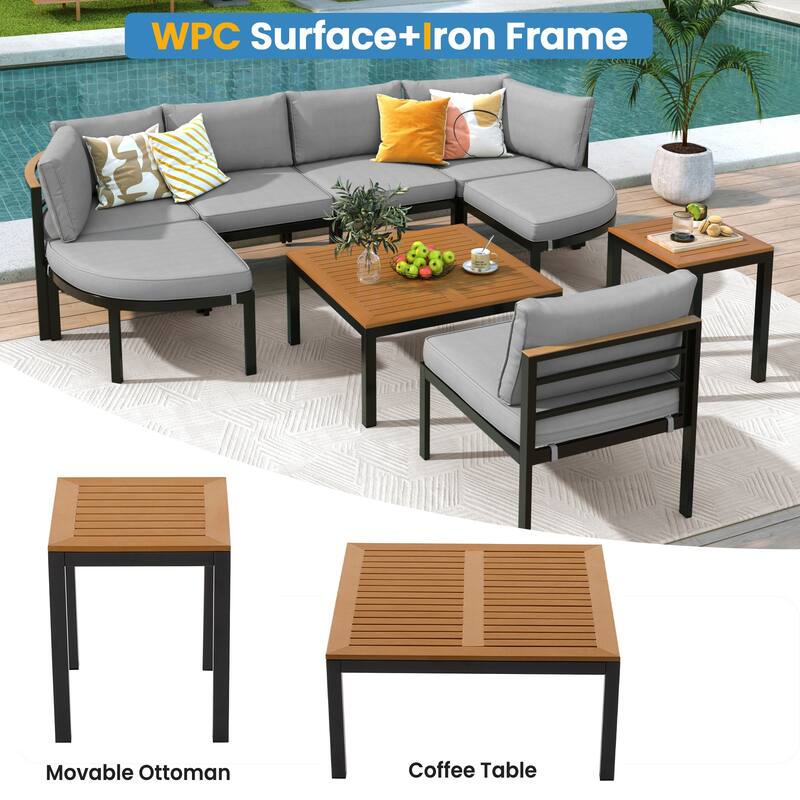 Modern Patio Sectional Sofa Set with Cushions