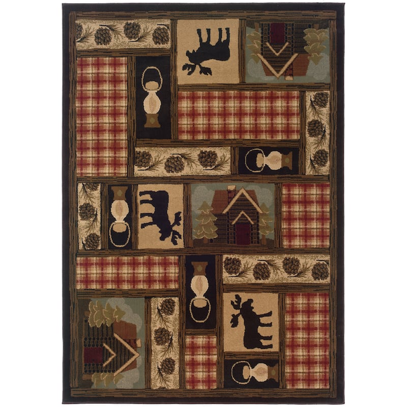 Style Haven Hearthstone Lodge Brown/ Red Area Rug - 1' 10" x 3' 3" - Rectangle