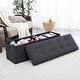 preview thumbnail 3 of 8, Foldable Tufted Linen Storage Ottoman Bench Black