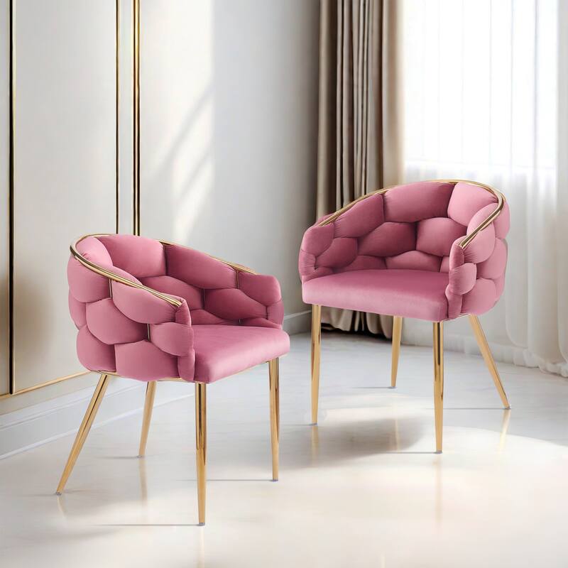 Set of 2 Luxury Handmade Accent Chair Velvet Armchair Dining Chair