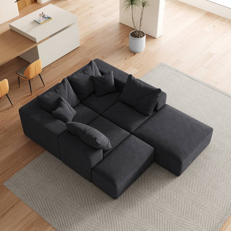 Living Room Modular Couch Chenille Upholstered Sectional Sofa Set