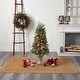 preview thumbnail 1 of 8, 4' English Pine Xmas Tree in Urn with 413 Tips and 100 LEDs - 48” H x 23” W x 23” D Green-Yellow