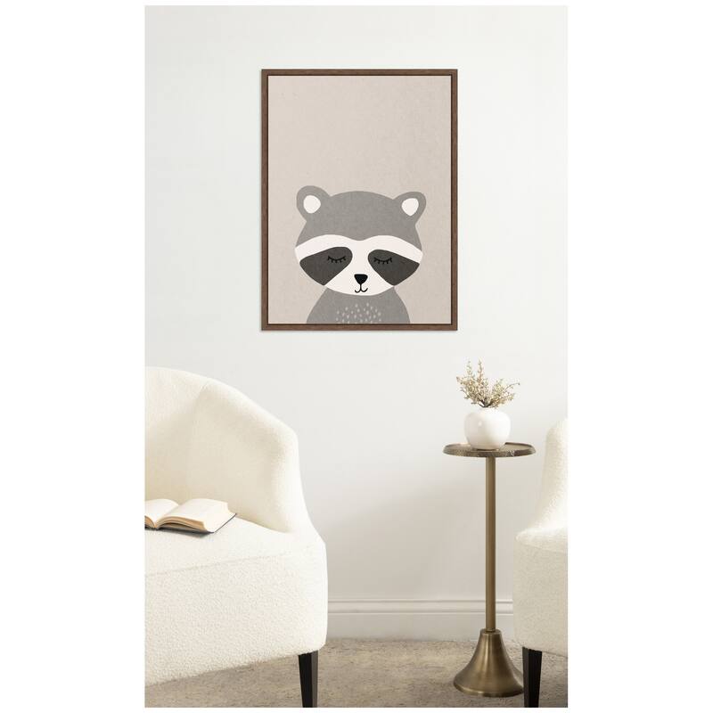Kate and Laurel Raccoon by July Art Prints Framed Canvas Wall Art Print