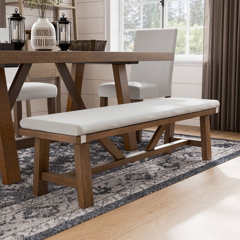 Furniture of America Drystan Rustic 6-Piece Brown Solid Wood Dining Set with Bench