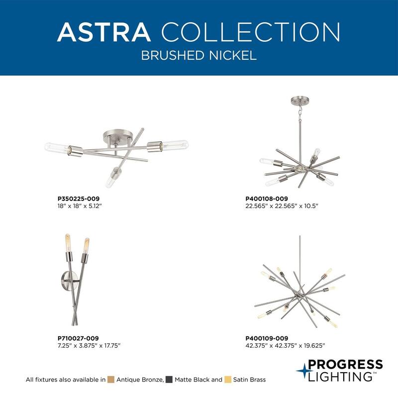 Astra Collection 3-Light 18 in. Brushed Nickel Modern Semi-Flush Mount Light - Medium - Silver - Medium