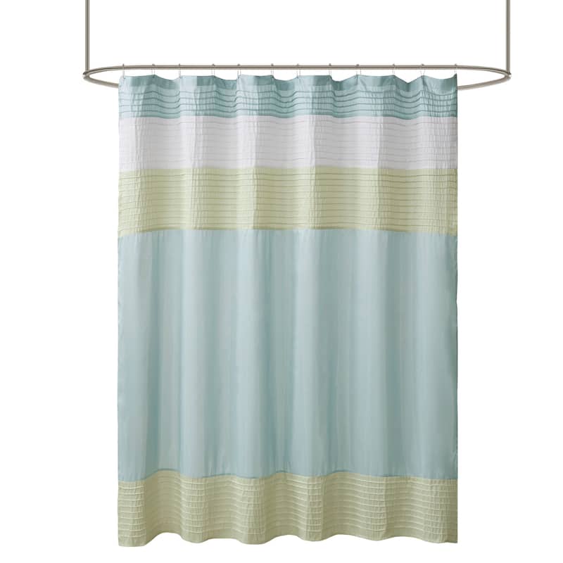 Madison Park Chester Pieced Faux Silk Shower Curtain