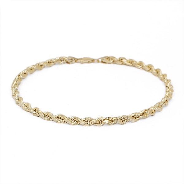 Mcs Jewelry Inc 10 KARAT YELLOW GOLD DIAMOND CUT ROPE CHAIN BRACELET (1.5MM)