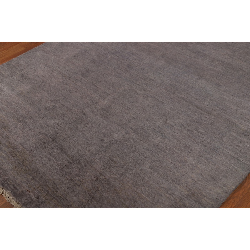 Hand Knotted Oriental 100% Wool Carpet Modern Modern Greys & Charcoal Gabbeh Area Rug - 6' 6'' X 5' 0''