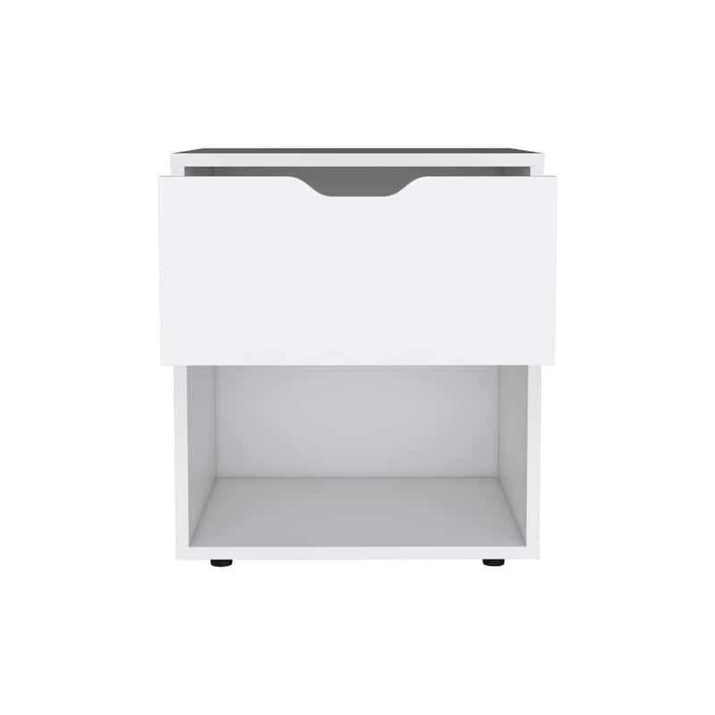 19.7"H Nightstand End Table with One Open Shelf,White