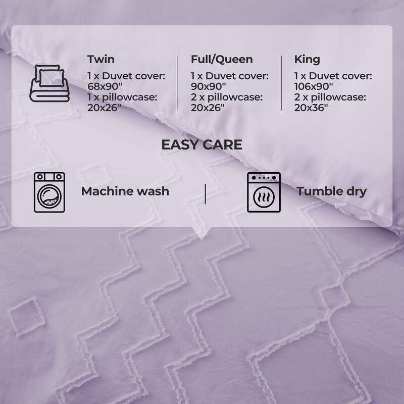 Bohemian Clipped Duvet Cover Set with Zipper Closure