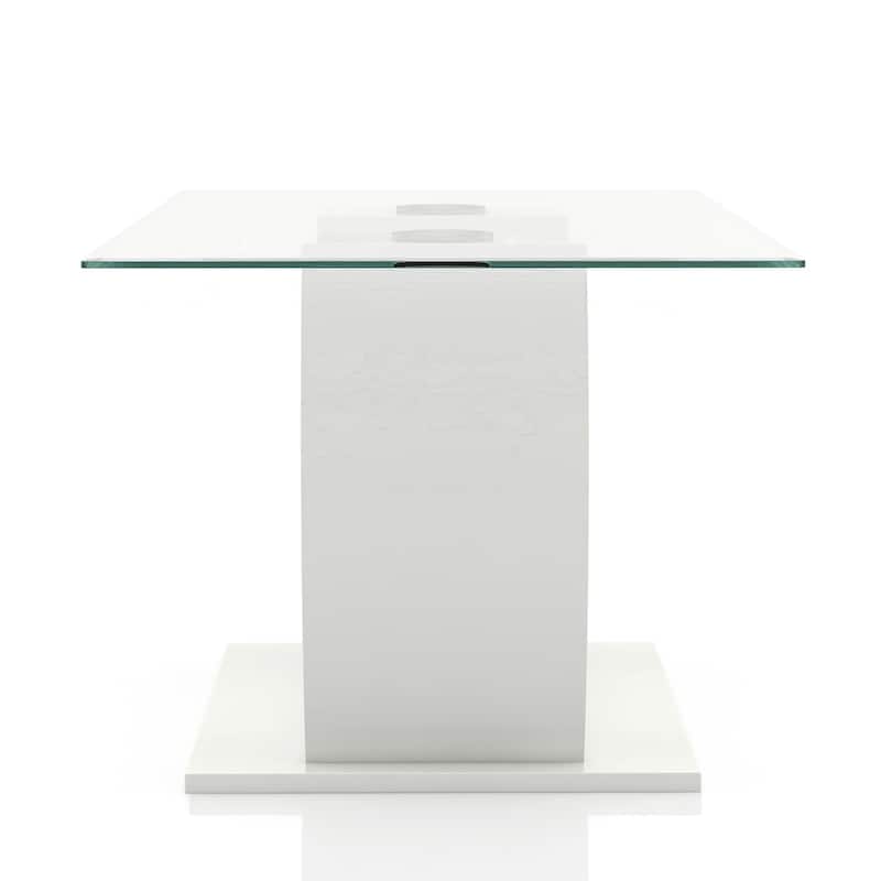Furniture of America Raji Contemporary 63-inch Double Ring Glass Top Table
