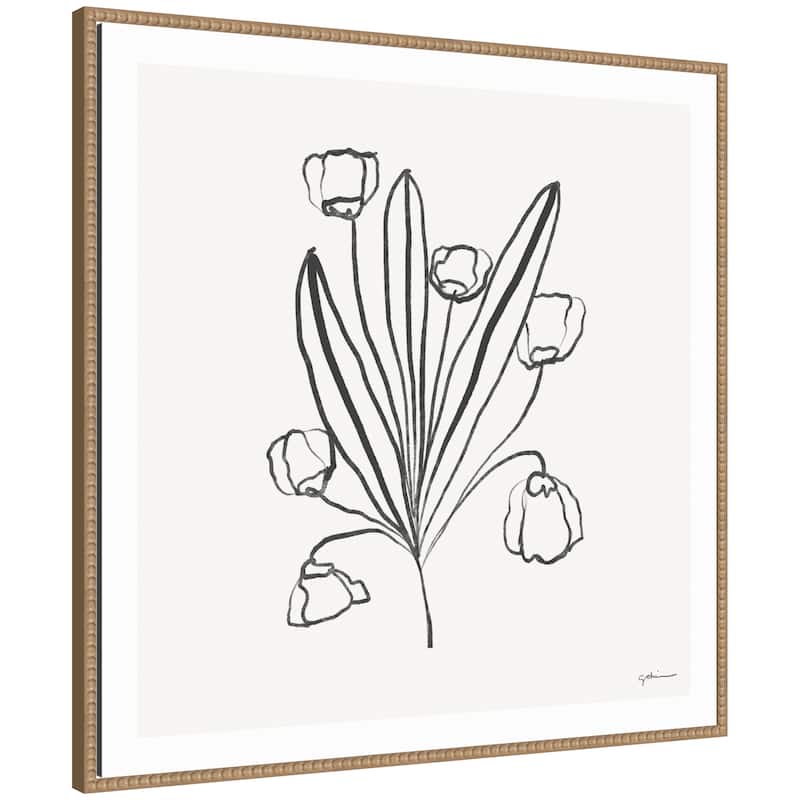 Kate and Laurel Floral Bouquet by Gabrielly Guedes Framed Canvas Wall Art Print - 30x30 - Natural