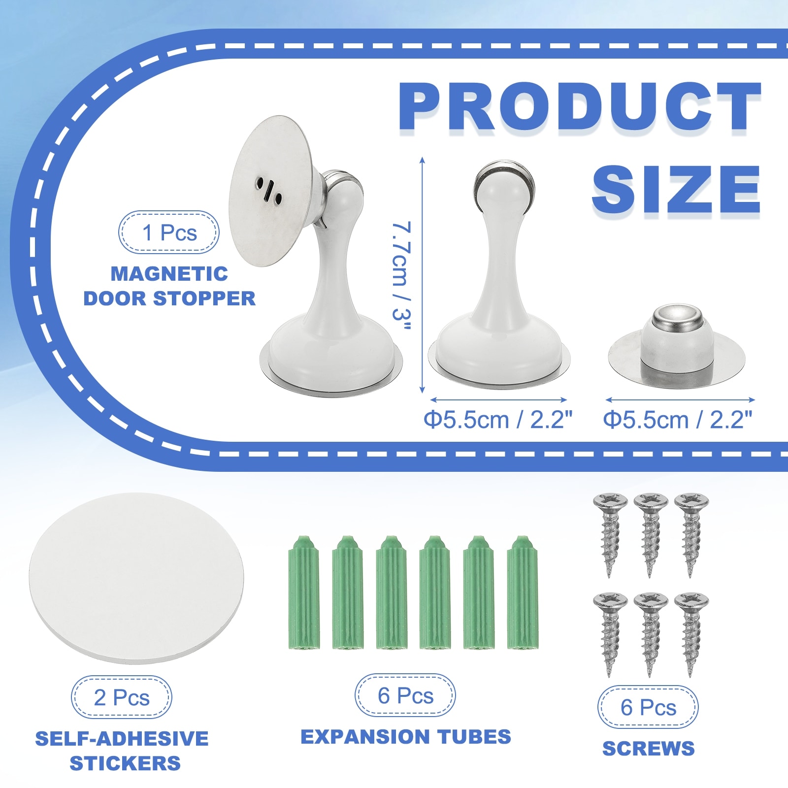 Magnetic Door Stopper, Stainless Steel Door Stop Catch, Silver