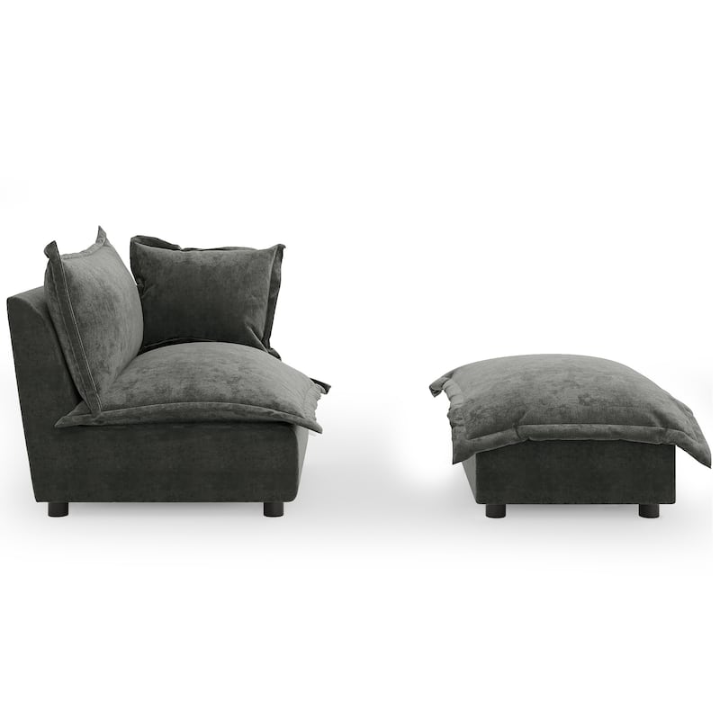 Modern Cloud Chaise Longue Accent Chair with Ottoman set