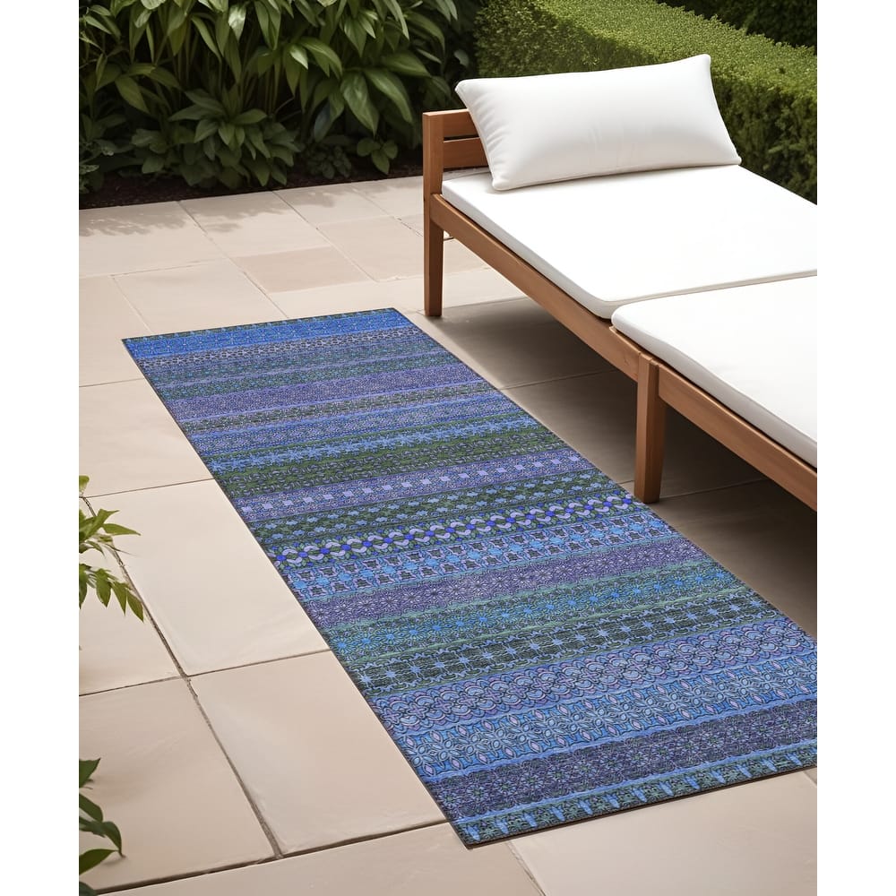 Taro Stripe Weather Resistant Timeless Fusion Runner Outdoor Rug
