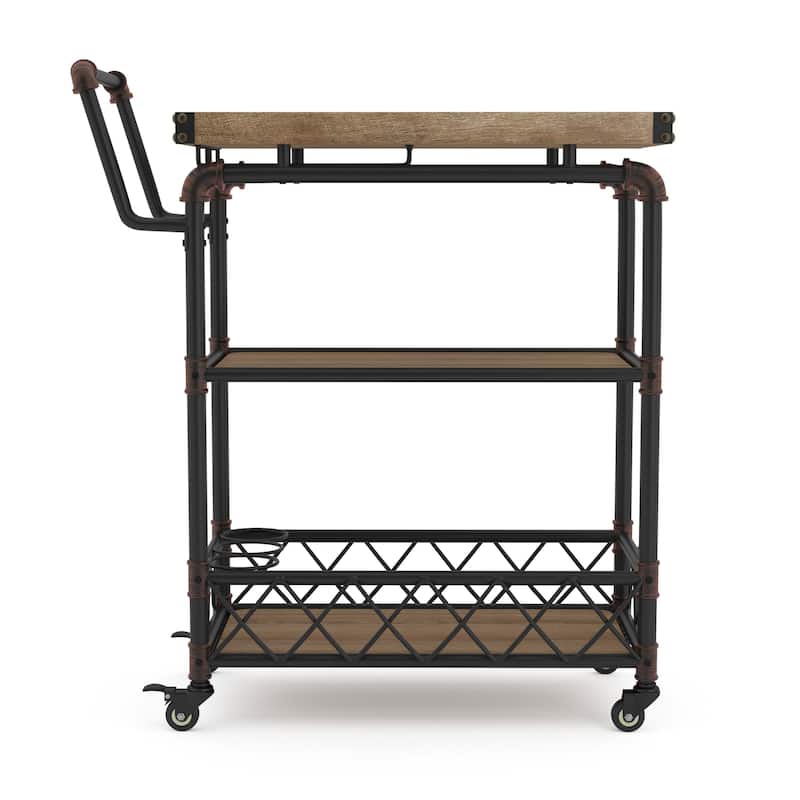 Herman Industrial Antique Black Metal 2-Shelf Serving Cart by Furniture of America