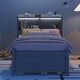 preview thumbnail 14 of 39, Twin Bed with USB, Type-C Ports, LED Lights & Trundle - Bookcase Headboard