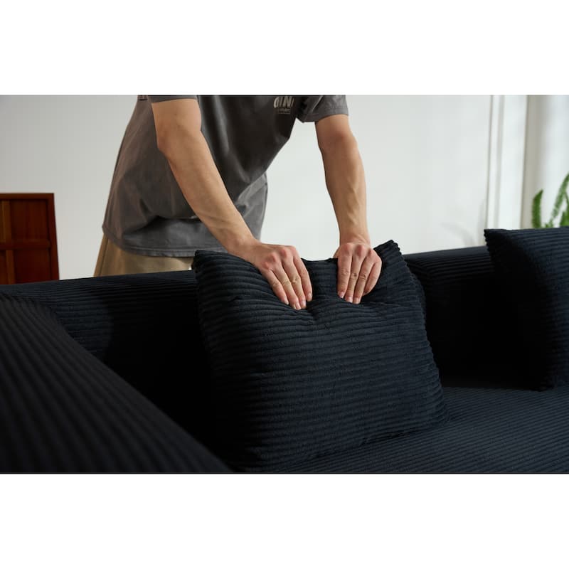 Convertible Sleeper Sofa Bed with Pillow, Corduroy Folding Mattress Couch with Fixed-Shape Frame, Floor Lounge Loveseat Sofa