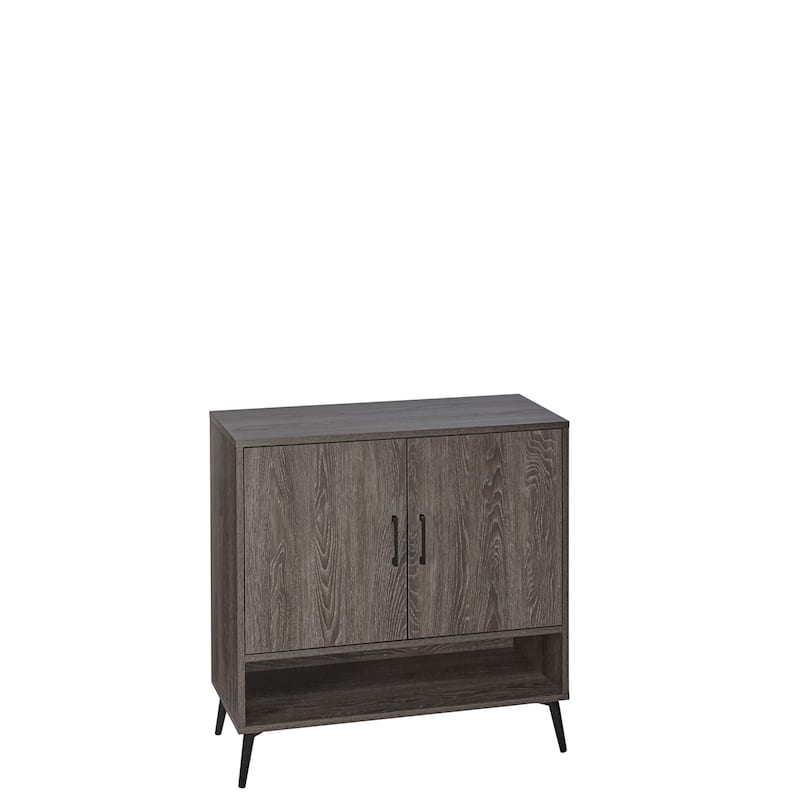 RiverRidge Woodbury Shoe Cabinet with 12-Pair Rack, Entryway Storage with Open & Adjustable Shelves - Weathered Woodgrain