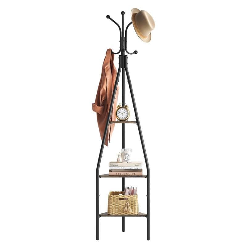 3-Tier Coat Rack Freestanding with Hooks - 8.47"D x 16.93"W x 73.62"H