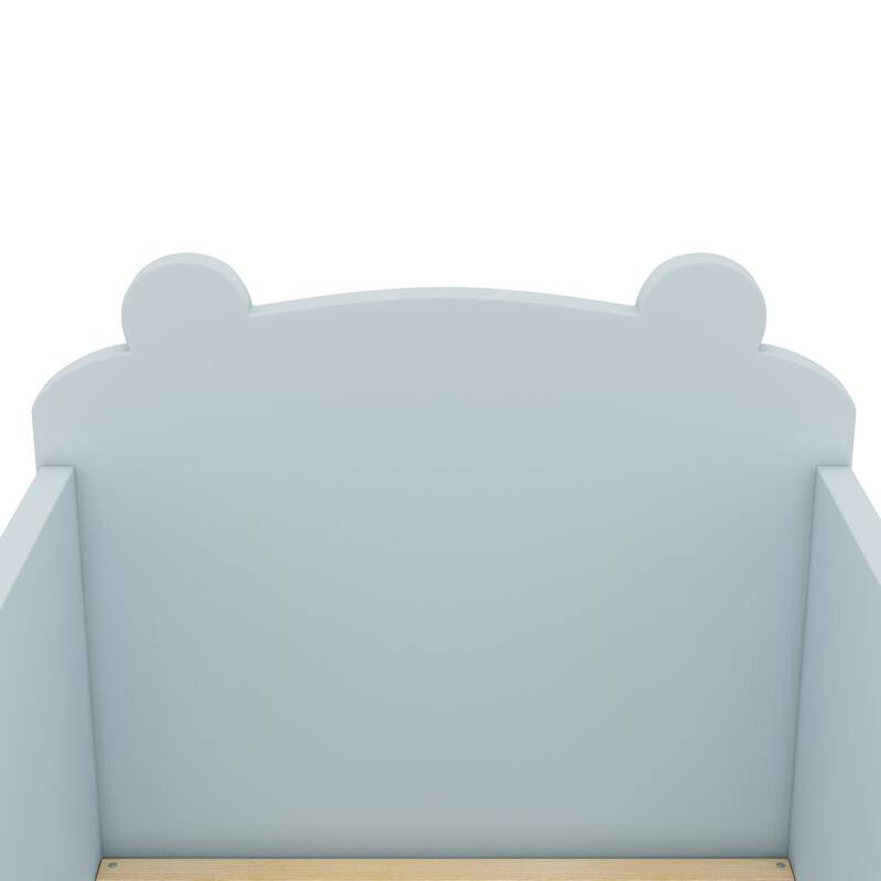 Toddler Floor Bed with Bear-shaped Headboard and Rounded Corners Guardrails for Ages 3-6, Open Baby Platform Bed Frame