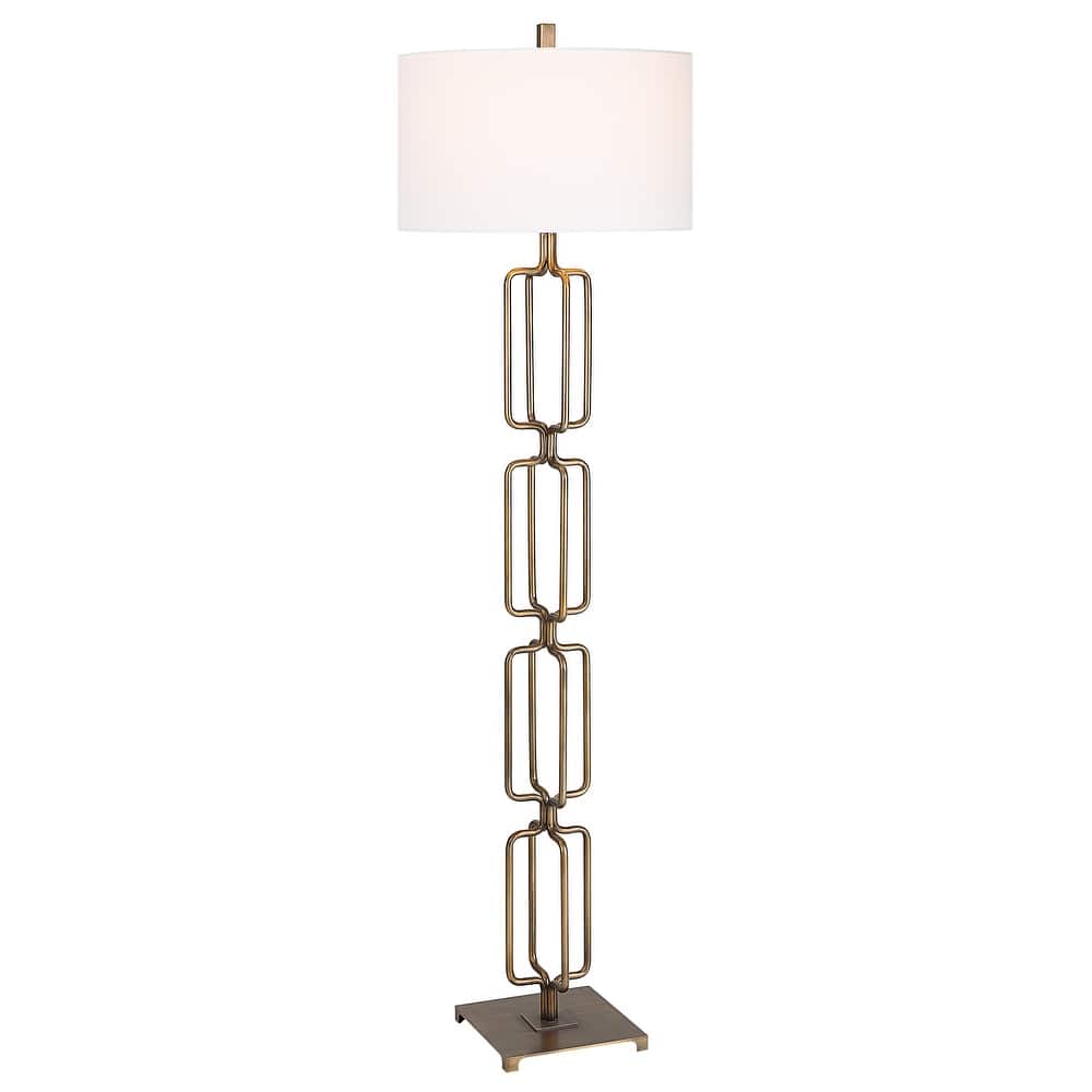 Uttermost Link Brushed Gold Floor Lamp - 19"W x 67"H x 19"D