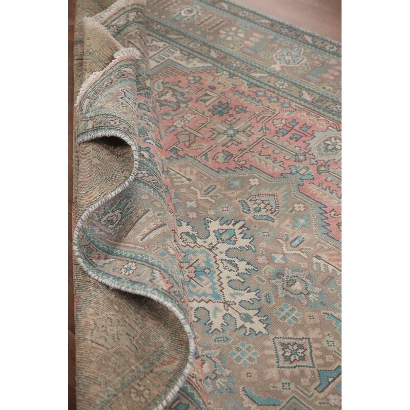 Hand Knotted Oriental 100% Wool Carpet Traditional Medallion Pink Tabriz Area Rug - 9' 7'' X 6' 7''