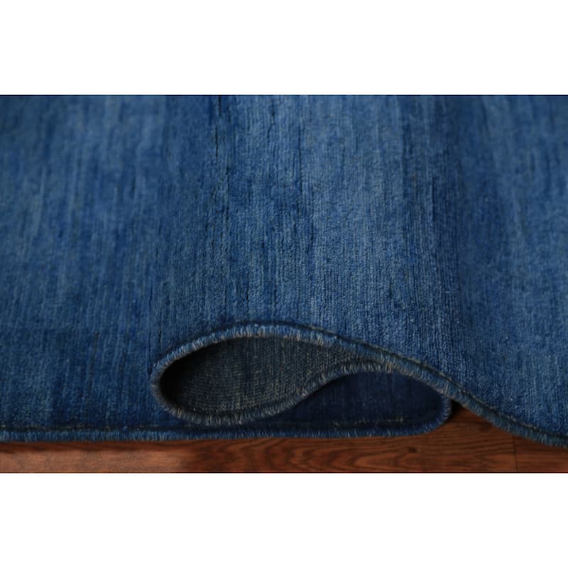 Blue Modern Gabbeh Oriental Rug Hand-Knotted Wool Carpet - 3'11" x 5'9"