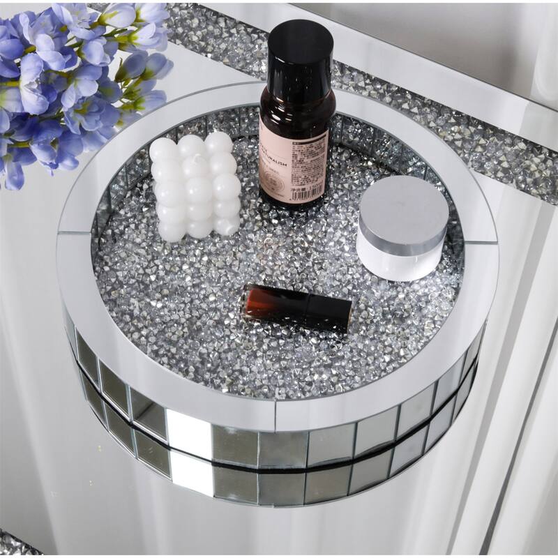 Crush Diamond Mirrored Tray Jewelry Perfume Organizer Bathroom Vanity Tray